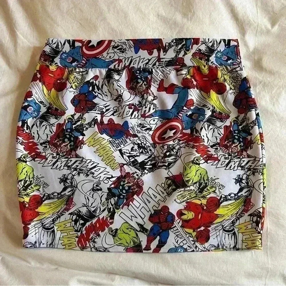 Mighty Fine Marvel Heroes Pull On BodyCon Mini Skirt Misses Size XL - Picture 7 of 7